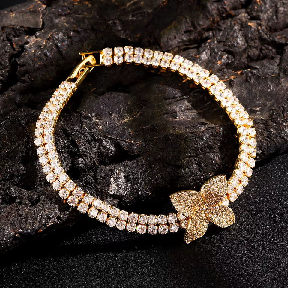 Women'S Double Row Zircon Bracelet Exquisite Flower Fashion Cuff Bracelets Wedding Party Jewelry Accessory